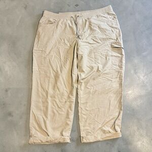 Columbia Capri Pants Womens XL Beige Hiking Cargo Roll Tab Outdoor NWT